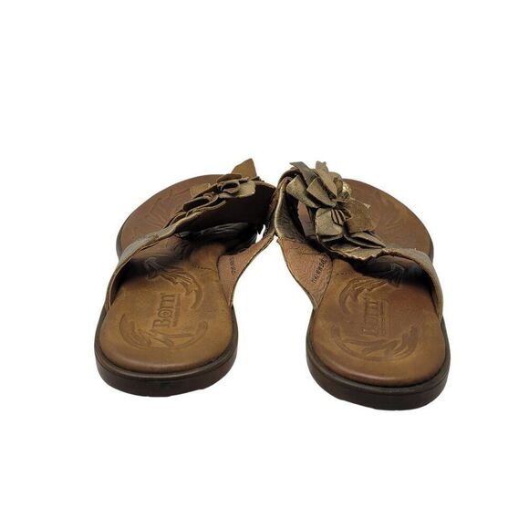 Born Womens Astrid Metallic Gold Leather Sandals Sz 11 Handcrafted 3D Flower - Picture 11 of 13